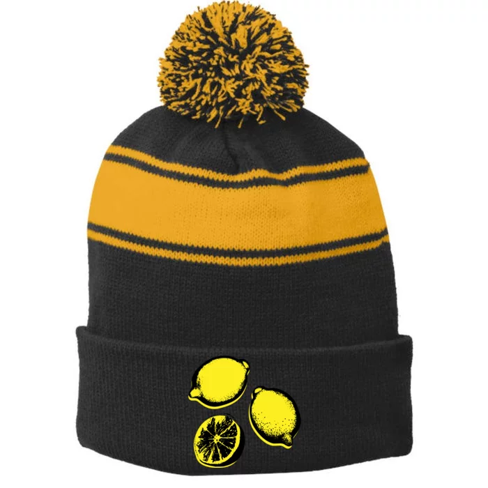 Lemon Stripe Pom Pom Beanie