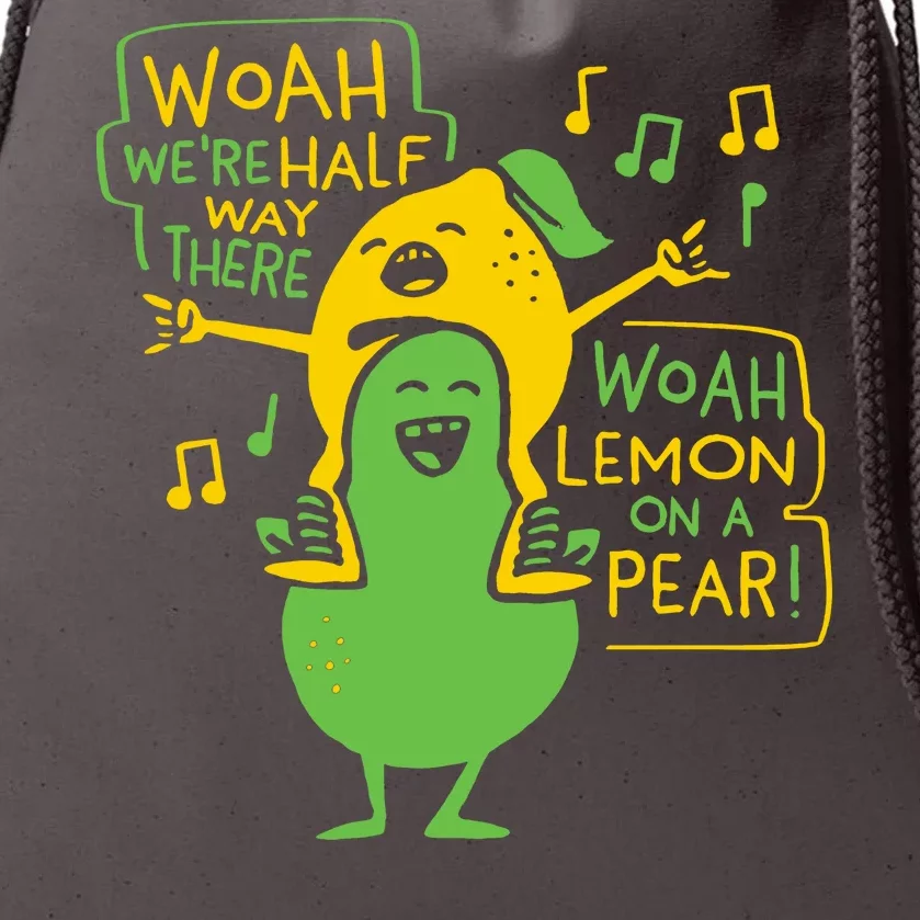 Lemon On A Pear Drawstring Bag