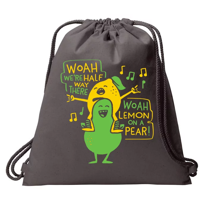 Lemon On A Pear Drawstring Bag