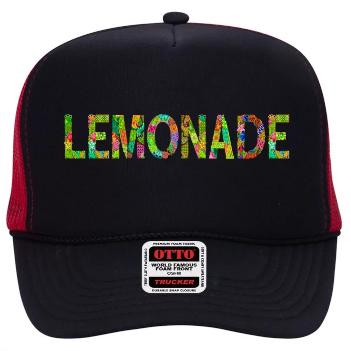 Lemonade Word Art High Crown Mesh Trucker Hat