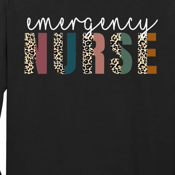 Leopard Emergency Nurse ER Trauma & Emergency Department Tall Long Sleeve T-Shirt