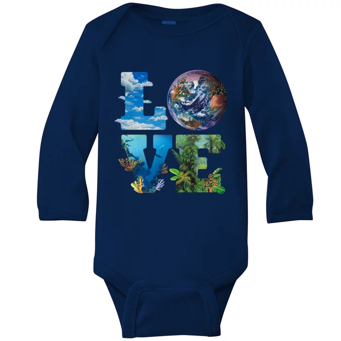 Love Earth Nature Lover Environtalist Love Earth Day Gift Baby Long Sleeve Bodysuit