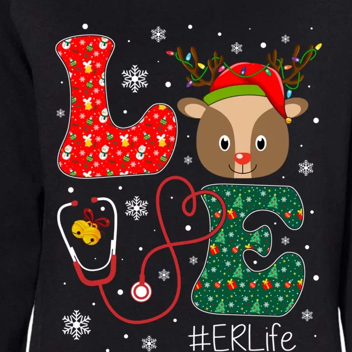 Love Er Nurse Life Funny Nurse Christmas Santa Reindeer Gift Womens California Wash Sweatshirt