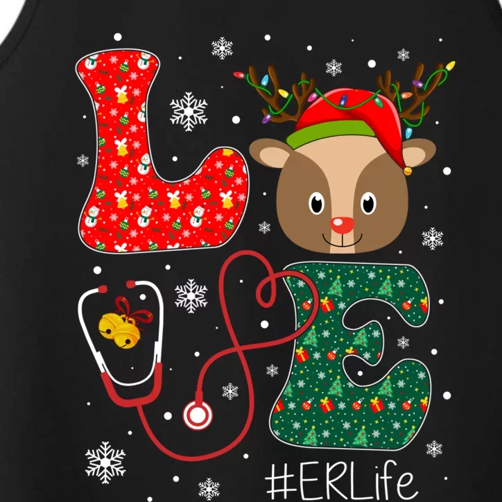 Love Er Nurse Life Funny Nurse Christmas Santa Reindeer Gift Performance Tank