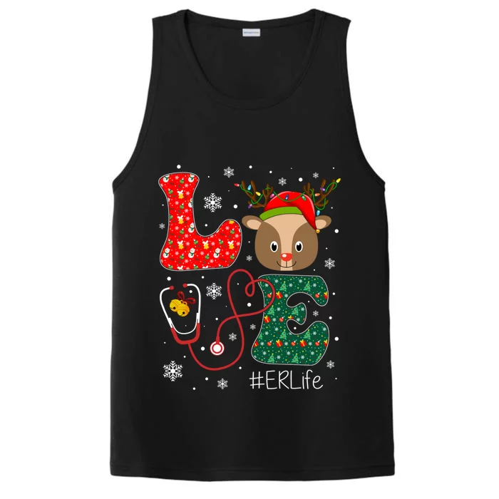 Love Er Nurse Life Funny Nurse Christmas Santa Reindeer Gift Performance Tank