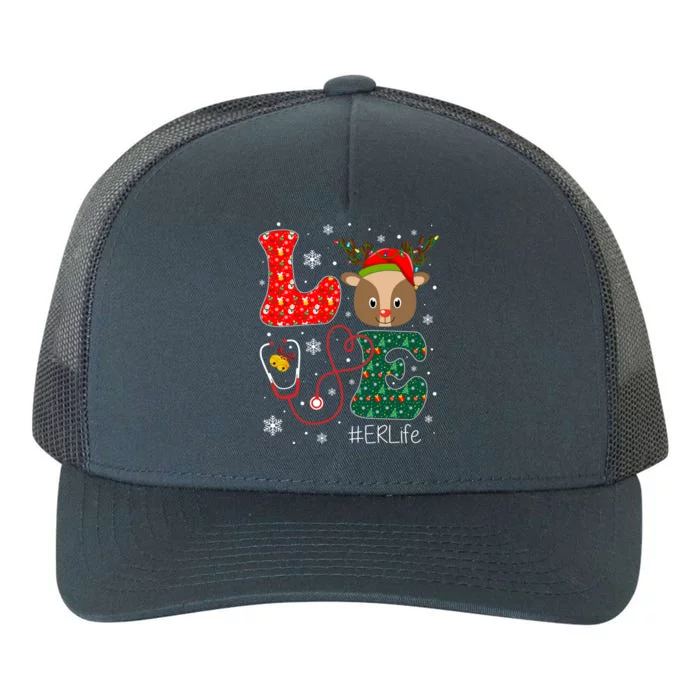 Love Er Nurse Life Funny Nurse Christmas Santa Reindeer Gift Yupoong Adult 5-Panel Trucker Hat