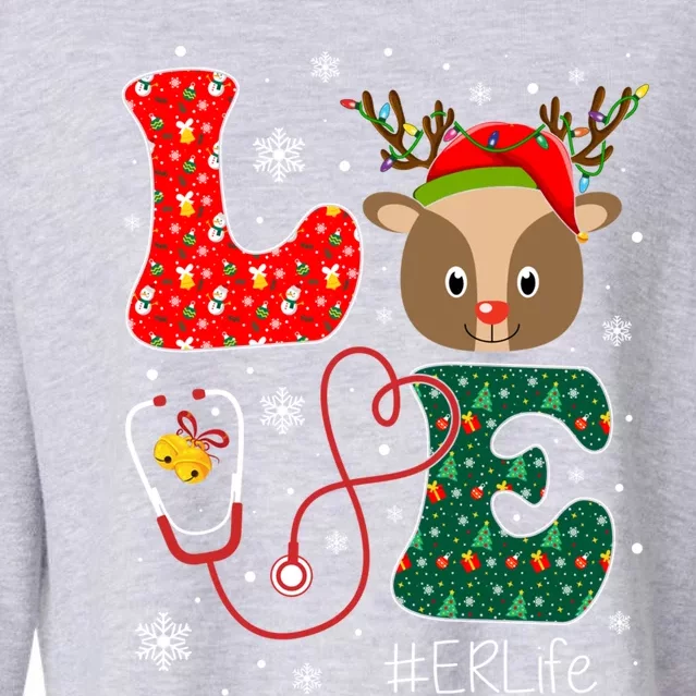 Love Er Nurse Life Funny Nurse Christmas Santa Reindeer Gift Cropped Pullover Crew