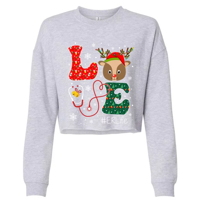 Love Er Nurse Life Funny Nurse Christmas Santa Reindeer Gift Cropped Pullover Crew