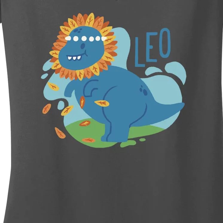 Leo Dinosaur Women's V-Neck T-Shirt