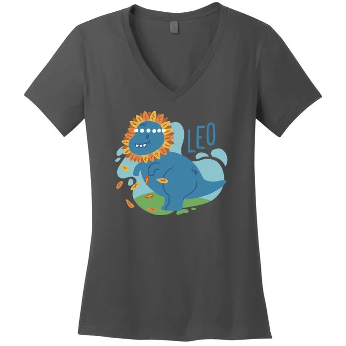 Leo Dinosaur Women's V-Neck T-Shirt