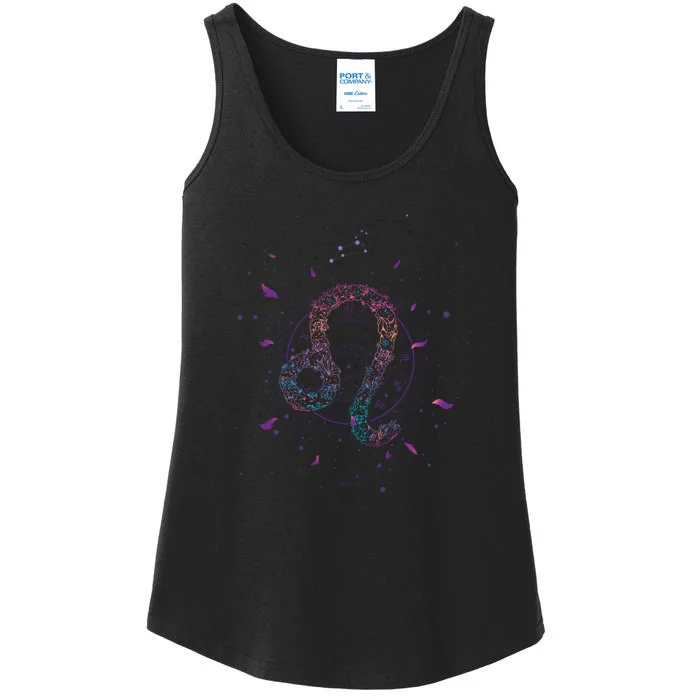 Leo Floral Zodiac Ladies Essential Tank