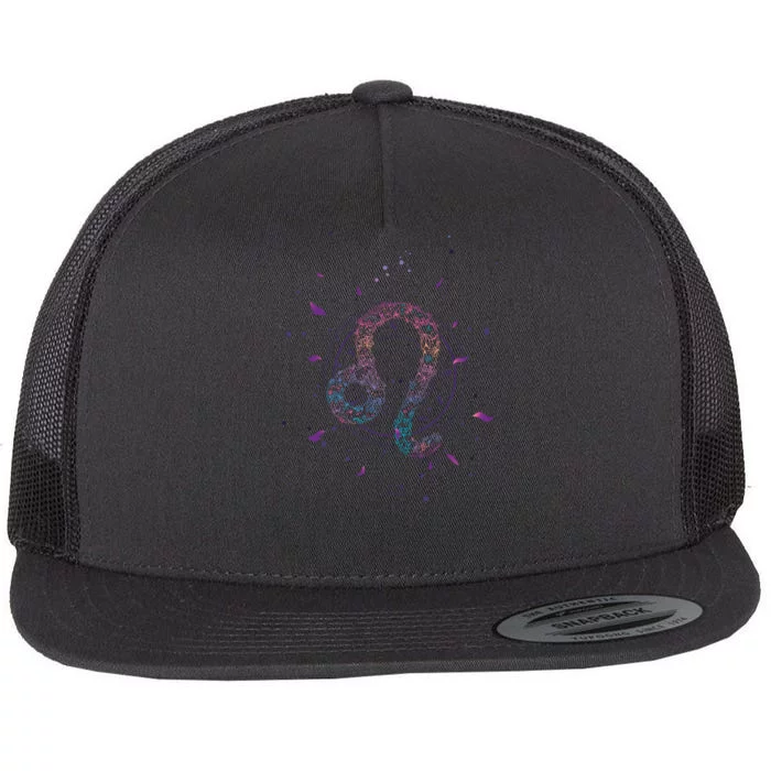 Leo Floral Zodiac Flat Bill Trucker Hat