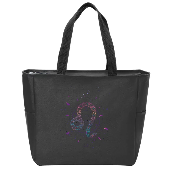 Leo Floral Zodiac Zip Tote Bag