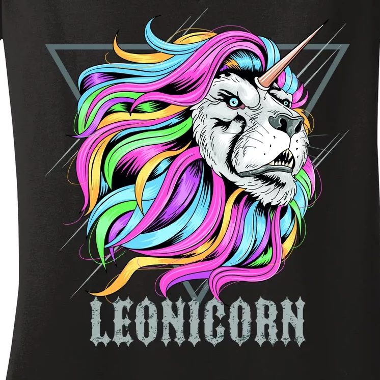 Leo Leonicorn Funny Unicorn Zodiac Sign Women's V-Neck T-Shirt