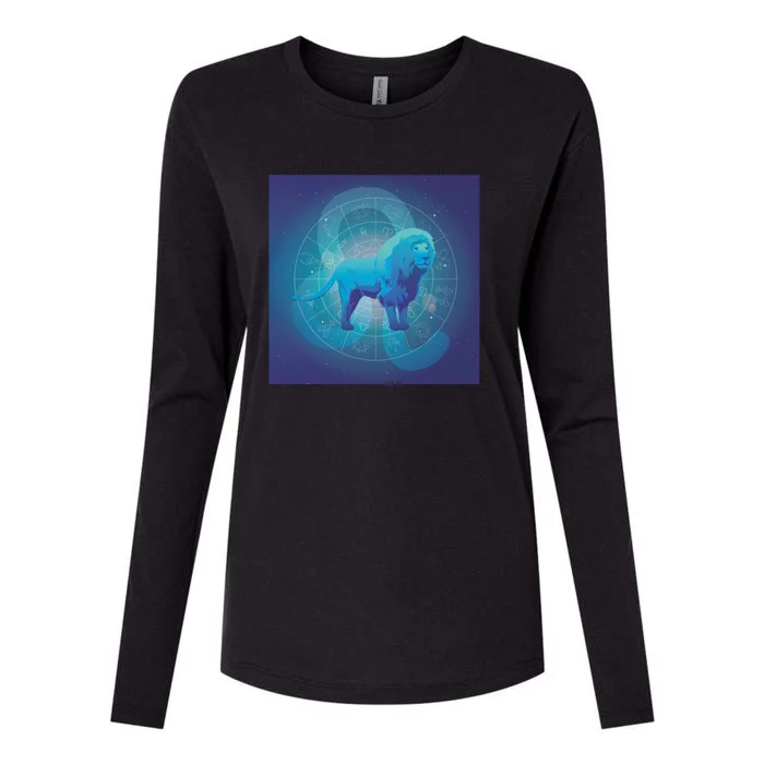 Leo Lion Zodiac Sign Womens Cotton Relaxed Long Sleeve T-Shirt