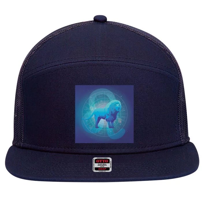 Leo Lion Zodiac Sign 7 Panel Mesh Trucker Snapback Hat