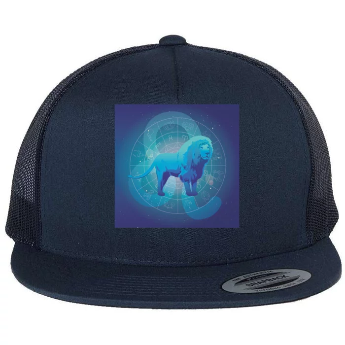 Leo Lion Zodiac Sign Flat Bill Trucker Hat