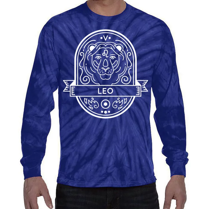 Leo Zodiac Symbol Design Tie-Dye Long Sleeve Shirt