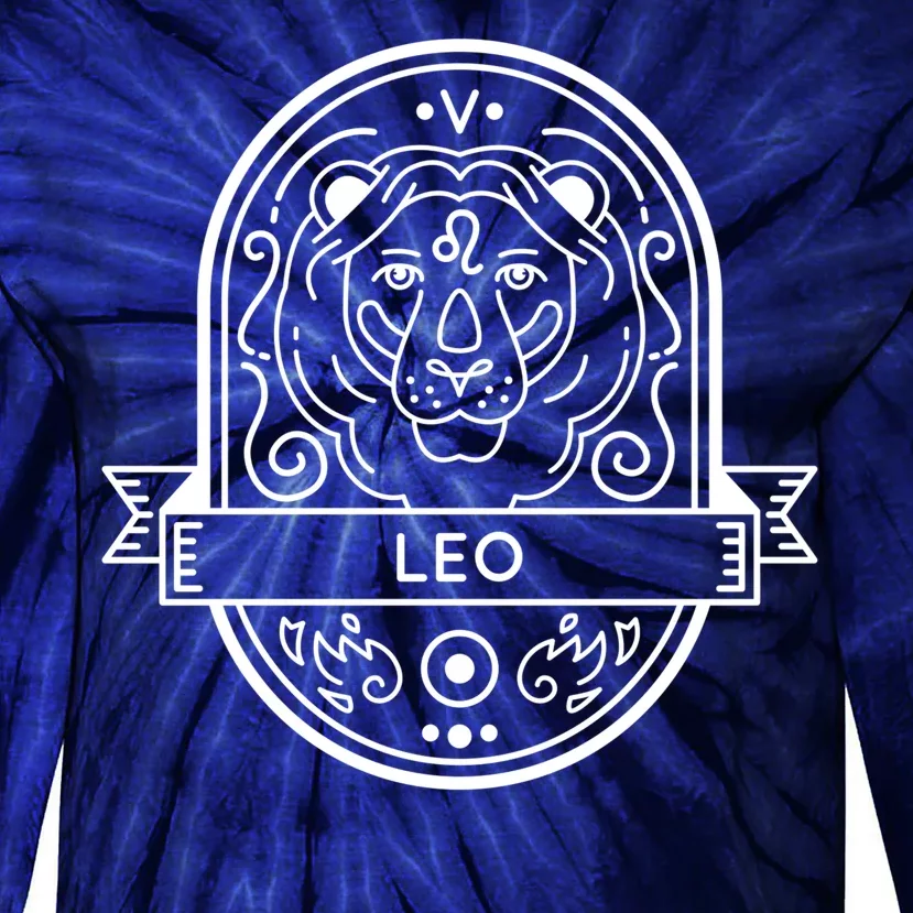 Leo Zodiac Symbol Design Tie-Dye Long Sleeve Shirt