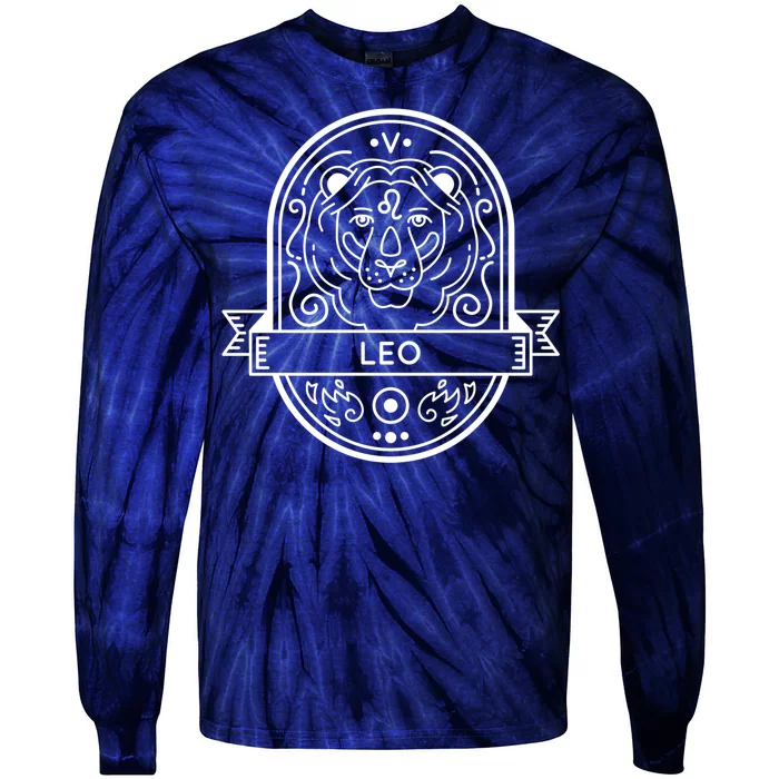 Leo Zodiac Symbol Design Tie-Dye Long Sleeve Shirt