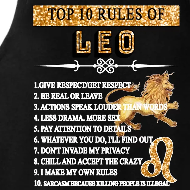 Leo Zodiac Top 10 Rules Of Leo Ladies Tri-Blend Wicking Tank