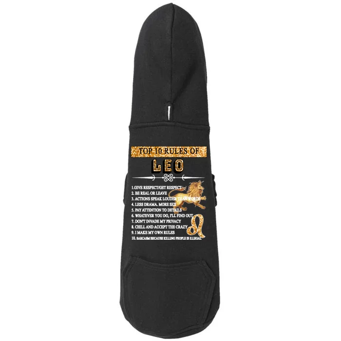 Leo Zodiac Top 10 Rules Of Leo Doggie 3-End Fleece Hoodie