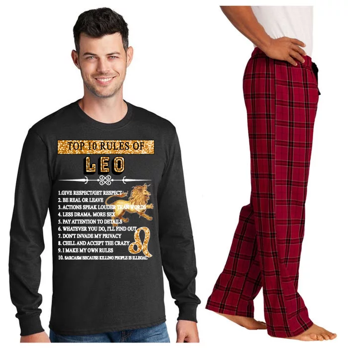 Leo Zodiac Top 10 Rules Of Leo Long Sleeve Pajama Set