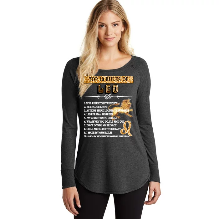 Leo Zodiac Top 10 Rules Of Leo Women's Perfect Tri Tunic Long Sleeve Shirt