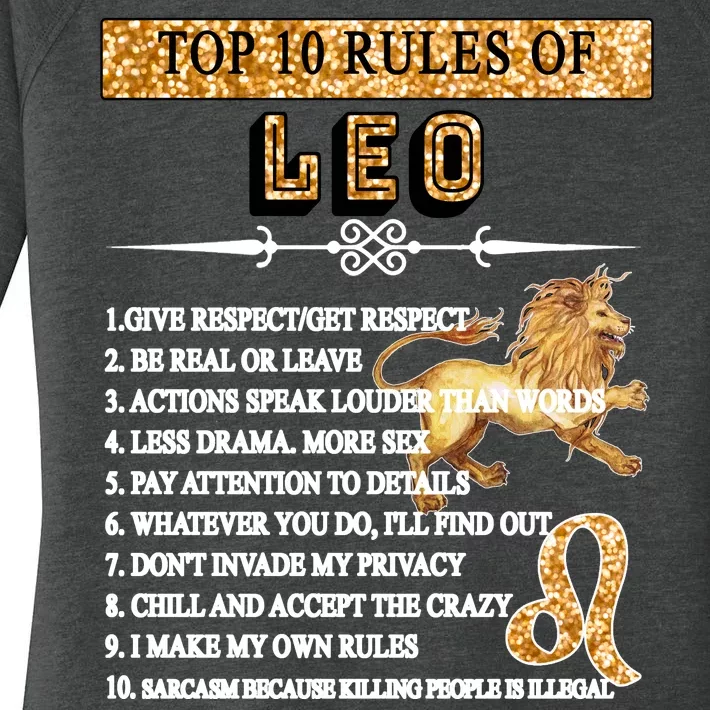 Leo Zodiac Top 10 Rules Of Leo Women's Perfect Tri Tunic Long Sleeve Shirt