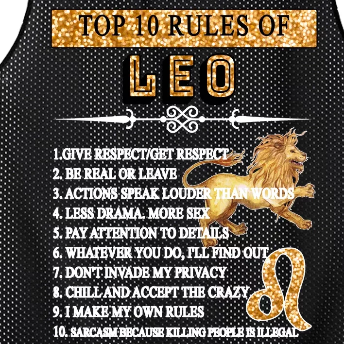 Leo Zodiac Top 10 Rules Of Leo Mesh Reversible Basketball Jersey Tank