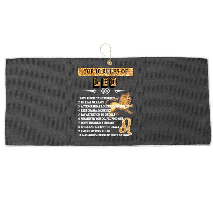 Leo Zodiac Top 10 Rules Of Leo Large Microfiber Waffle Golf Towel