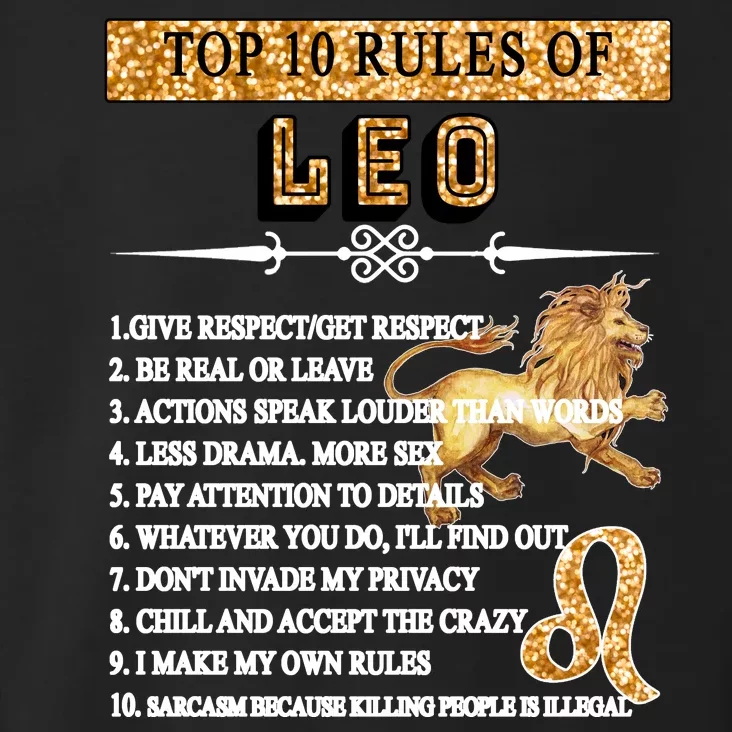 Leo Zodiac Top 10 Rules Of Leo Toddler Hoodie