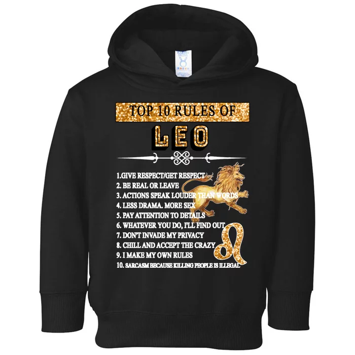 Leo Zodiac Top 10 Rules Of Leo Toddler Hoodie