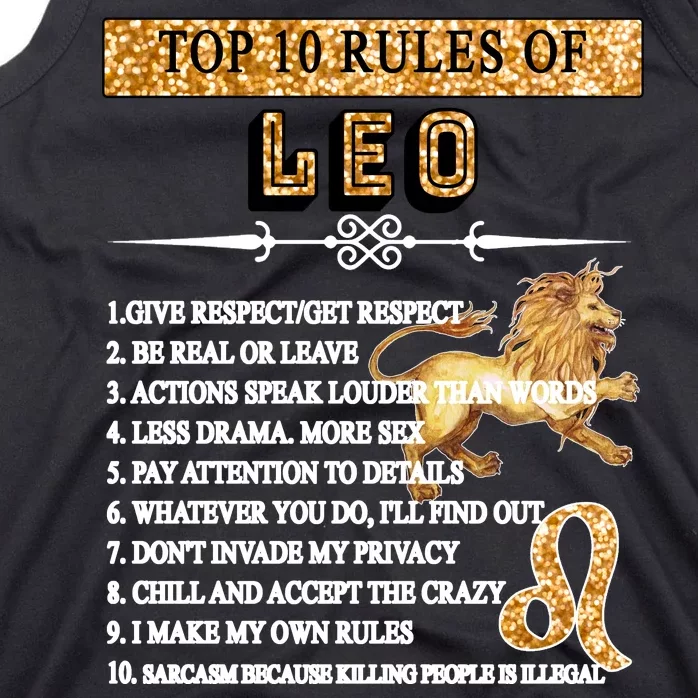 Leo Zodiac Top 10 Rules Of Leo Tank Top