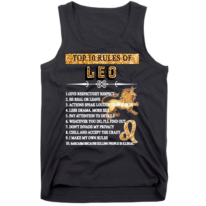 Leo Zodiac Top 10 Rules Of Leo Tank Top