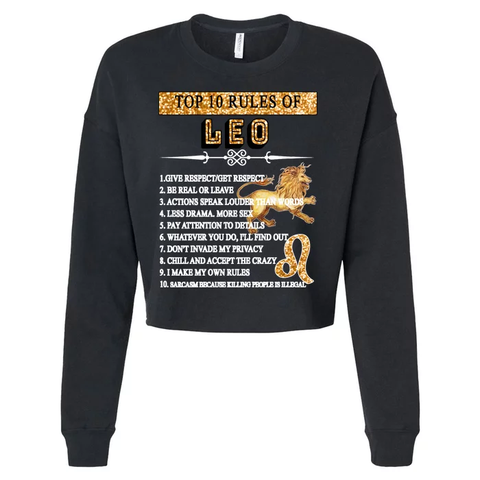 Leo Zodiac Top 10 Rules Of Leo Cropped Pullover Crew