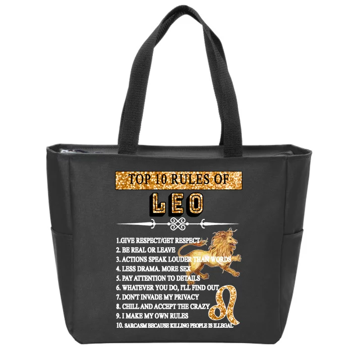 Leo Zodiac Top 10 Rules Of Leo Zip Tote Bag