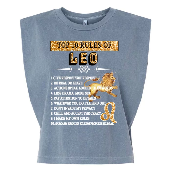 Leo Zodiac Top 10 Rules Of Leo Garment-Dyed Women's Muscle Tee