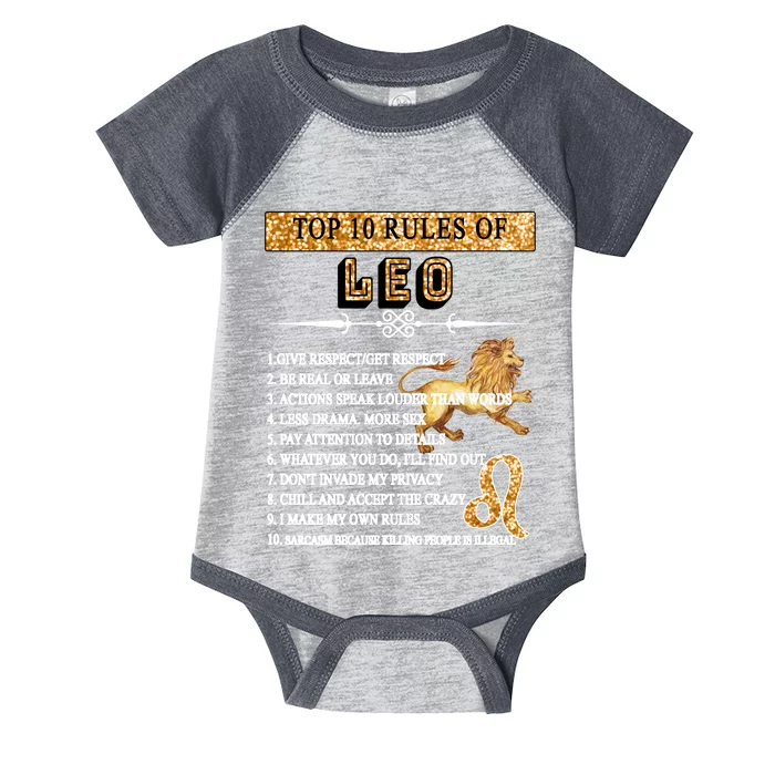 Leo Zodiac Top 10 Rules Of Leo Infant Baby Jersey Bodysuit