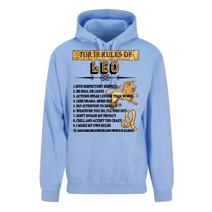 Leo Zodiac Top 10 Rules Of Leo Unisex Surf Hoodie