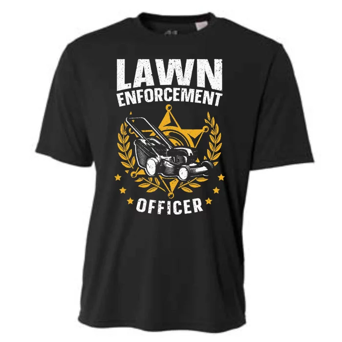 Lawn Enforcement Officer for a Lawn Care Lawn Mowing Fan Cooling Performance Crew T-Shirt