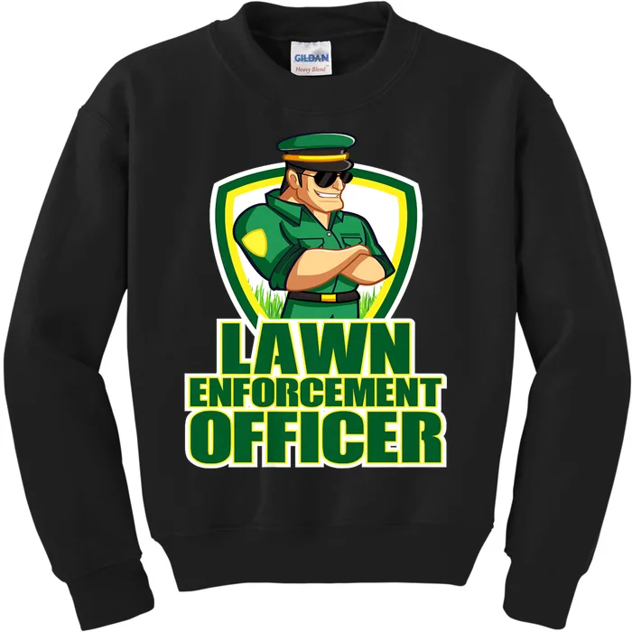 Lawn Enforcement Officer Grass Mowing Dad Fathers Day Gift Kids Sweatshirt