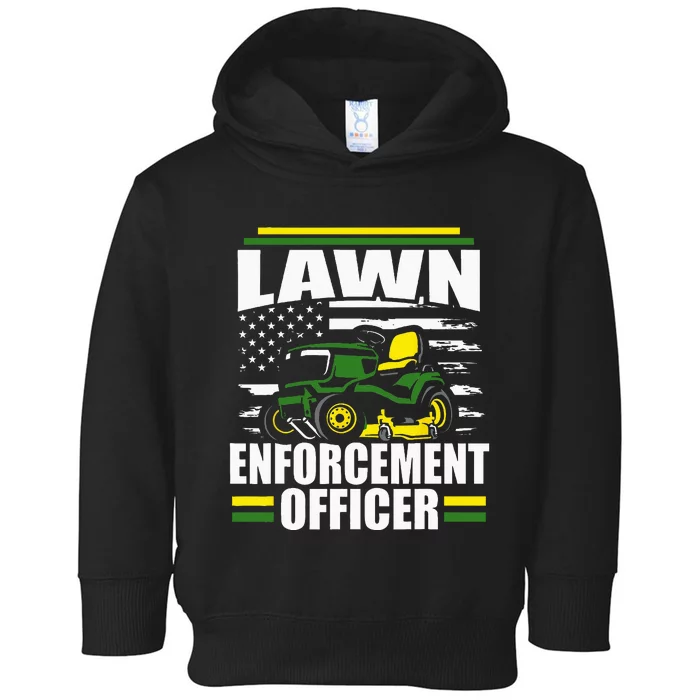 Lawn Enforcement Officer Funny Mower American Flag Fathers Toddler Hoodie