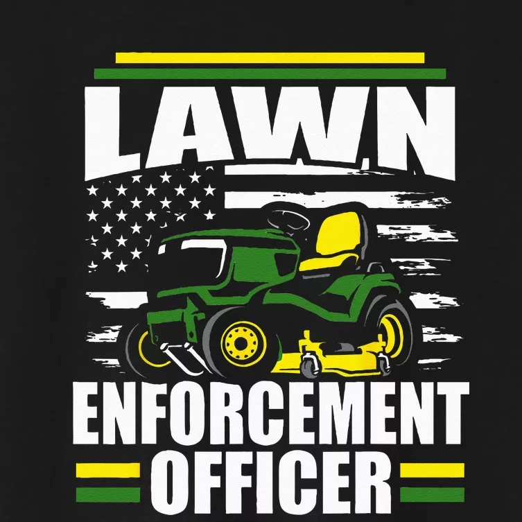 Lawn Enforcement Officer Funny Mower American Flag Fathers Women's Crop Top Tee