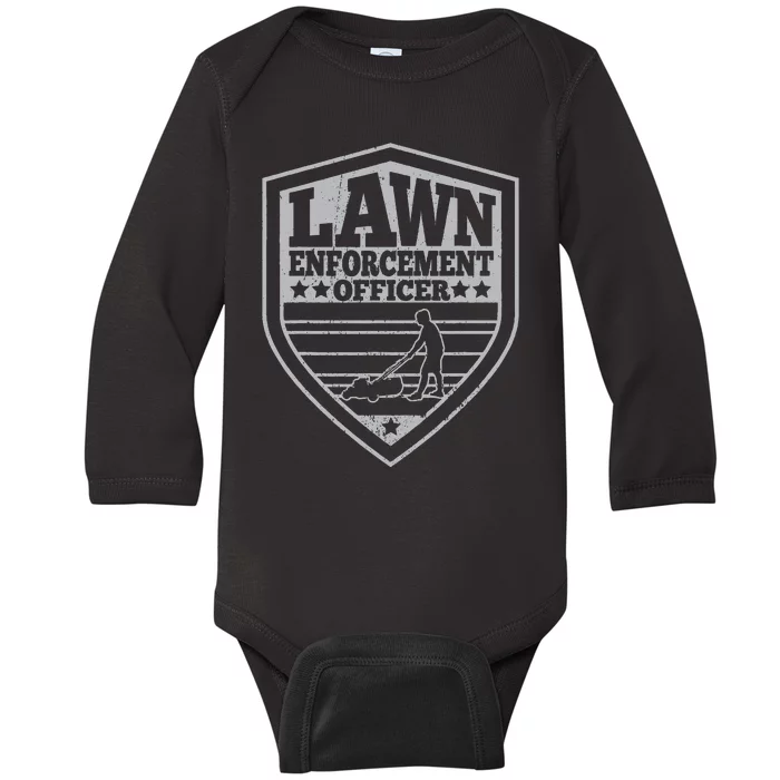 Lawn Enforcement Officer Dad Lawn Mowing Baby Long Sleeve Bodysuit