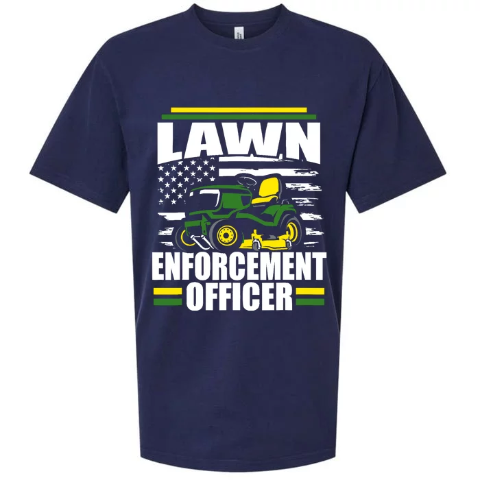 Lawn Enforcement Officer Funny Mower American Flag Fathers Sueded Cloud Jersey T-Shirt