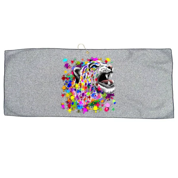 Leopard Cat Psychedelic Paint Splats Large Microfiber Waffle Golf Towel