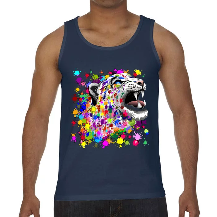 Leopard Cat Psychedelic Paint Splats Comfort Colors® Tank Top