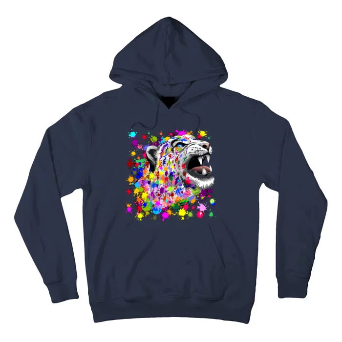 Leopard Cat Psychedelic Paint Splats Tall Hoodie