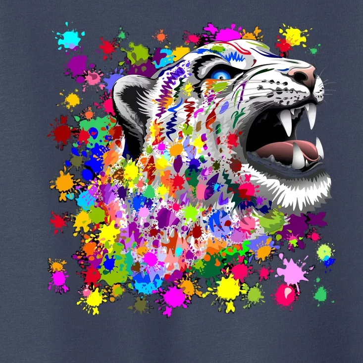 Leopard Cat Psychedelic Paint Splats Toddler T-Shirt